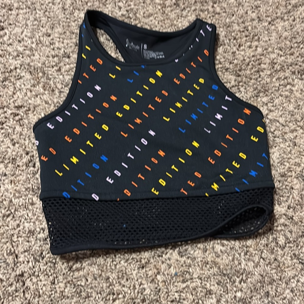 Flirtitude limited edition multi colored rot black sports bra size small